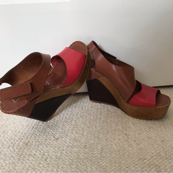 Leather wedge sandals. Size 36, worn twice. Lasocki, quality Polish brand fits 6 - Picture 2 of 5